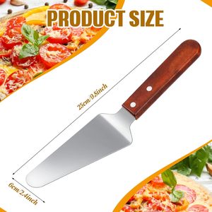 Surtechs International Paquete de 40 Espátulas para Pizza de Acero Inoxidable con Mango de Madera Antideslizante, Cortador de Tartas, Suministros para Fiestas - Product Image 2