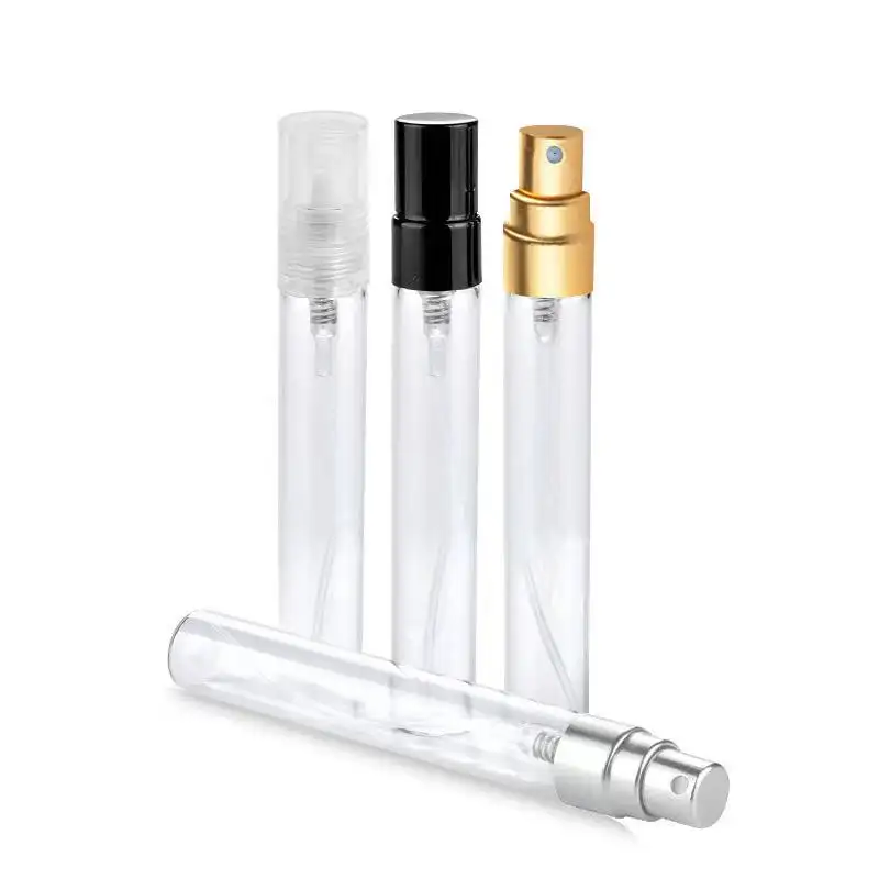 Frascos de perfume para teste de vidro, garrafas de 10ml com tampa pulverizadora, perfumes para testes, fragrância de embalagem, atacado