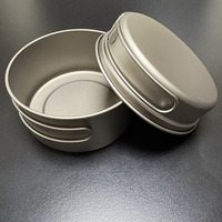 Boîte à lunch double face en titane pur pour l'extérieur, ensemble d'ustensiles de cuisine, casserole à sauce, cuiseur vapeur pliable et léger pour l'extérieur