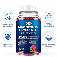 Gomitas de Glicinato de Magnesio YAOJISZ OEM, 120 Unidades, 600 mg por Porción, Sin Azúcar, Sabor Frambuesa, para Adultos