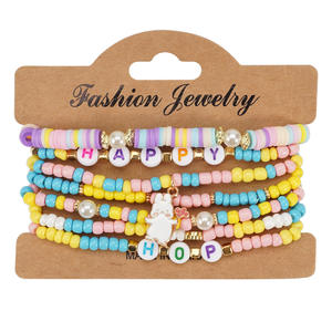 Pulseras de cuentas de Pascua para niños, joyería para fiestas con letras y perlas de imitación, hechas en China. - Product Image 5