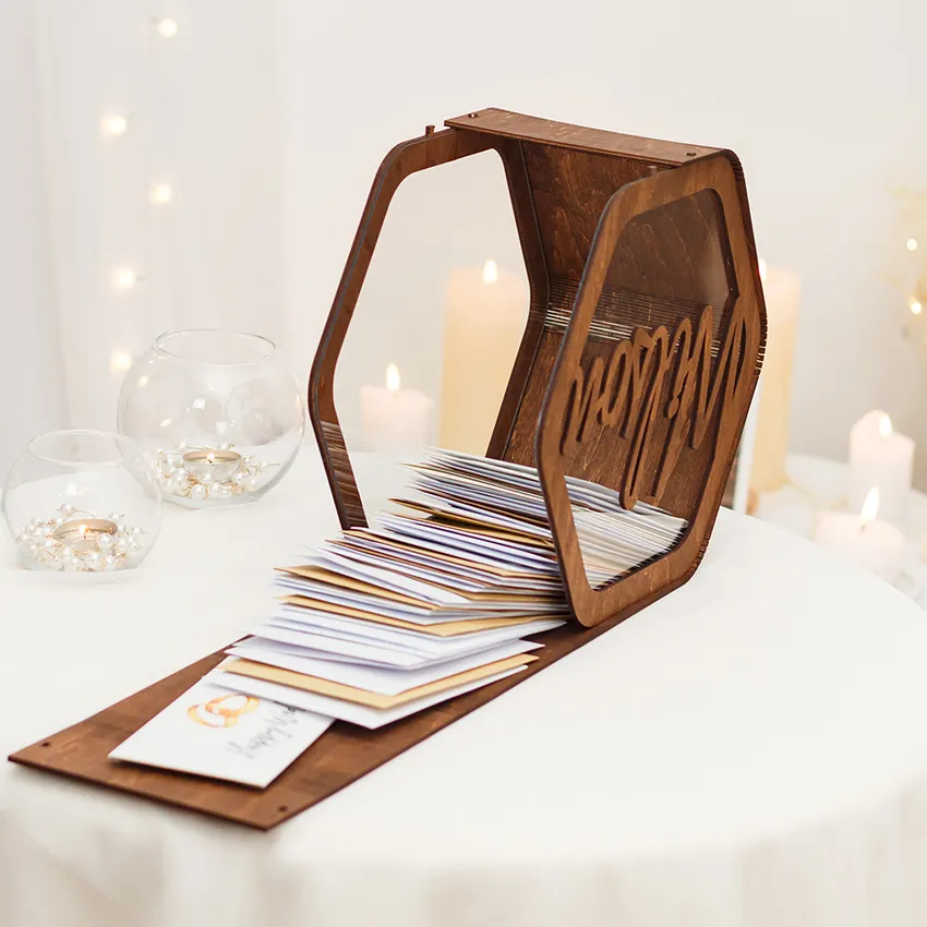 Mingcan Wooden Envelope Card Box For Guests To Receive The Bride Wedding Decoration Wedding Gifts