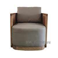 Fauteuil en cuir PU Heywood / Canapé individuel avec structure en bois pour la maison, l'hôtel et les événements