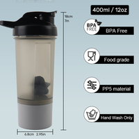 Sport de plein air Portable 400ml 12 Oz bouteille de boisson en plastique Fitness Gym Pro protéine poudre mélange Shaker tasse bouteille avec stockage