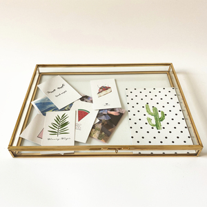 Kính Cường Lực Nắp Hình Chữ Nhật Màu Vàng Hiển Thị Ảnh Lưu Trữ Giá Rẻ Vintage Glass <span class=keywords><strong>Jewelry</strong></span> <span class=keywords><strong>Box</strong></span> - Product Image 3