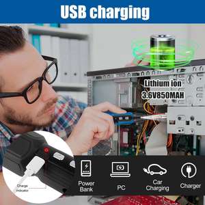 Destornillador Eléctrico Inalámbrico Mini para el Hogar, Recargable por <span class=keywords><strong>USB</strong></span>, con Batería de Litio de 3.6V, 280 RPM, Juego de Destornilladores - Product Image 3