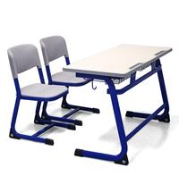 Meubles de classe pour écoles primaires, banc double réglable, ensemble table et chaise pour élèves, table en bois et métal, chaise en plastique PP, moderne, 3 ans