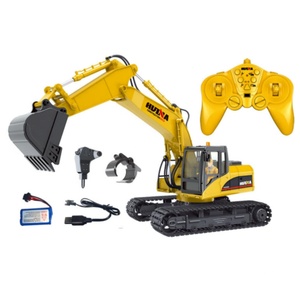 Mini-excavatrice électrique Huina 1535-1 à l'échelle 1/14 avec pince, véhicule d'ingénierie télécommandé, modèle RC, voiture jouet en alliage sur chenilles - Product Image 1