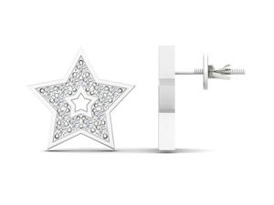 Pendientes de tuerca con forma de estrella y diamantes redondos auténticos de 0.30 TCW |   Pendientes de Oro de 10K con Racimo de Diamantes |   Joyería de Moda de Lujo para Mujer - Product Image 2
