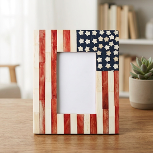 Marco de Fotos de Resina con Diseño de Bandera Americana, Rectangular Vertical, Decoración de Mesa, Estilo Rústico Hecho a Mano, Decoración del Hogar, Imagen Personalizada - Product Image 1