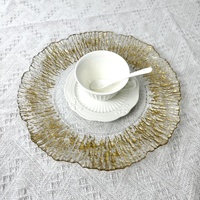 Nouveau Style Européen 13 Pouces Rond Décoration de Table Mariage Fête Motif Floral Or Argent Assiettes de Présentation en Plastique