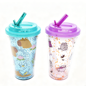 Taza de Café de Plástico Ecológica Personalizada al por Mayor para Uso Doméstico, 500 ml, Taza Recta para Bebidas Frías con Pajita - Product Image 6