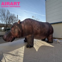 Hippopotame Gonflable Géant Réaliste, Modèle d'Hippopotame Gonflable pour la Publicité et la Décoration avec Impression par Sublimation Intégrale