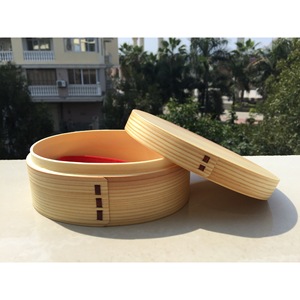 Hemlock Wood Round Bento <b>Box</b> Single Layer Portable Wooden Lid Solid Color <b>Lunch</b> <b>Box</b> For Students Children Adults - Product Image 4