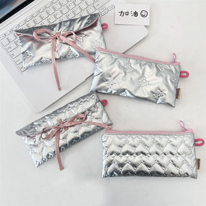 Astuccio Portamatite a Forma di Asciugamano con Cerniera e Fiocco, Piccola <span class=keywords><strong>Borsa</strong></span> per il Trucco, Portapenne per Sopracciglia, <span class=keywords><strong>Organizer</strong></span> per Pennelli Cosmetici e Gioielli - Product Image 5