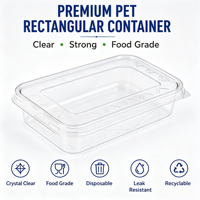 Boîte à emporter en plastique PET transparent personnalisable, sans BPA, de qualité alimentaire, en matériaux recyclés, avec couvercle à fermeture sécurisée anti-écrasement pour gâteaux et nouilles