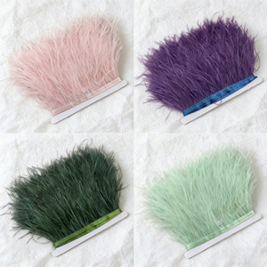 Adornos de plumas de avestruz teñidas de 8-10 cm para adornos de ropa, decoración de escenario de boda, vestido de fiesta, pijamas, decoración de disfraces - Product Image 1