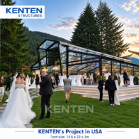 Tente de réception mobile pour mariages et événements 30x100, insonorisée, préfabriquée, en bâche, pour cérémonies