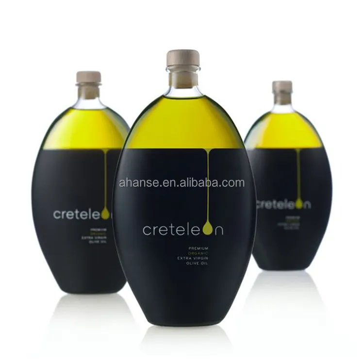 En stock 250ml 500ml 8oz 16oz plat unique bouteille d'huile d'olive vierge biologique en verre de qualité alimentaire avec liège et impression personnalisée