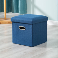 Pouf de rangement moderne en coton et lin, pliable, avec couvercle capitonné, pour usage scolaire, vente en gros