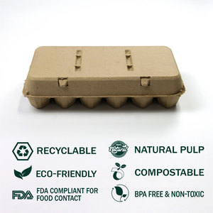 Caja <span class=keywords><strong>de</strong></span> Embalaje para <span class=keywords><strong>Huevos</strong></span> <span class=keywords><strong>de</strong></span> Pulpa Biodegradable y Reciclable <span class=keywords><strong>de</strong></span> 18 Compartimentos con Tapa, Color Original - Product Image 2