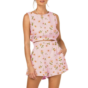 Conjunto de 2 Piezas para Mujer, Top Corto sin Mangas de Color Sólido, Cintura Alta, Estilo Casual y Moderno - Product Image 4