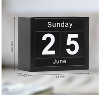 Calendrier en blocs de bois personnalisé pour bureau, affichage quotidien des dates, blocs décoratifs mignons pour la maison, le bureau, la salle de classe des enseignants, noir