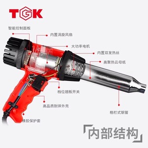 Pistola de Aire Caliente Tgk de 1500W con Temperatura Ajustable para Soldadura de Plástico, Sellado, Eliminación de Adhesivos y Moldeo por Soplado - Product Image 5