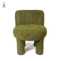 Fauteuil d'appoint Boucle - Canapé simple 4 pieds en polaire Teddy - Fauteuil moelleux en fausse fourrure bouclée pour salon et chambre modernes