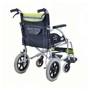 Comodidad portátil para discapacitados Marco de aluminio Reposabrazos fijo ligero Almohadilla de PU Silla de ruedas plegable manual 100kg Capacidad de carga 6 "PVC - Product Image 5