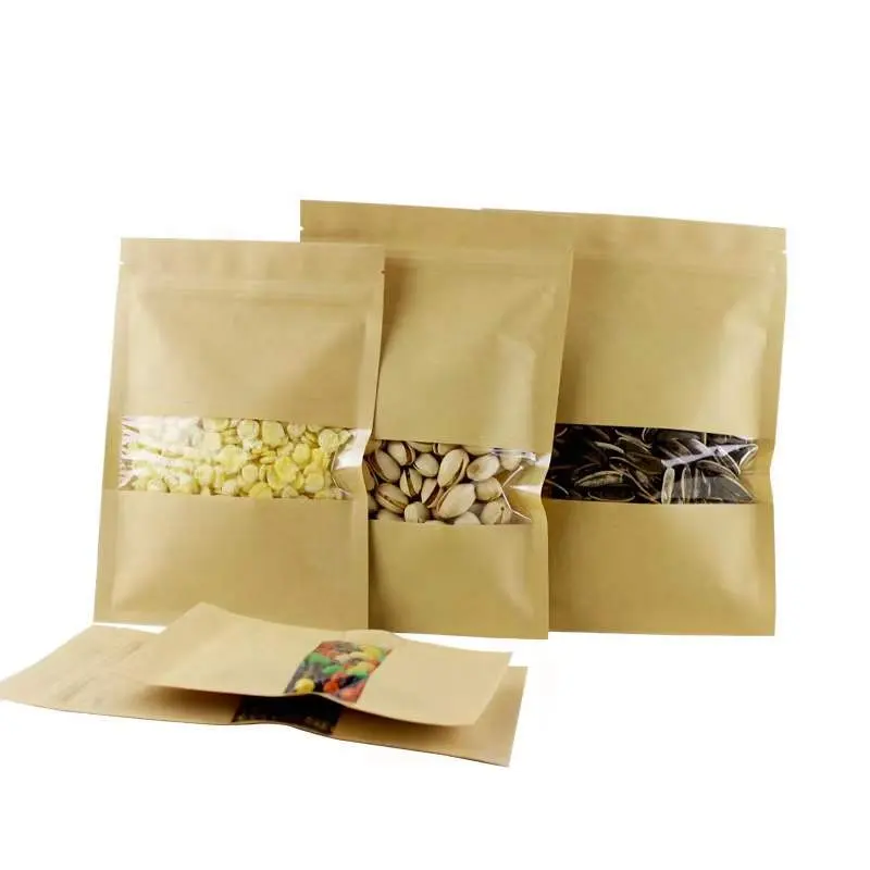 Sacchetti di Mylar con chiusura lampo stampati personalizzati all'ingrosso sacchetto di carta Kraft per alimenti con cerniera in plastica Mylar con Logo