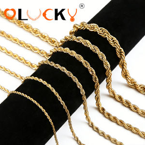 Fabricant de bijoux personnalisés LUCKYJIU, collier en chaîne torsadée en acier inoxydable 316l, étanche, plaqué or 18k, 2/<span class=keywords><strong>3</strong></span>/4/5/6 mm - Product Image 2