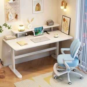 Scrivania Lunga Minimalista Bianco Crema, Stile Moderno e Fresco, Scrivania per <span class=keywords><strong>Bambini</strong></span>, Arredamento Studio Minimalista Moderno - Product Image 3