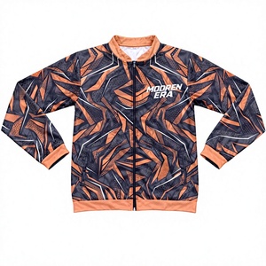 เสื้อแจ็คเก็ตแทร็คซิปเต็มตัวสีส้มดำแบบซับลิเมชั่นสั่งทำพิเศษ ชุดกีฬาพรีเมียม ผู้ผลิตขายส่งจากโรงงาน - Product Image 1