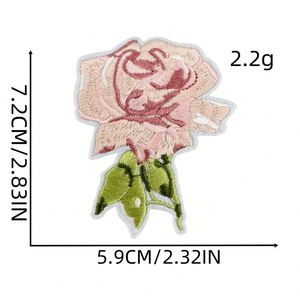 Parche de fieltro no tejido ecológico bordado estilo rosa de moda con lazo de mariposa y rosa labial para ropa y sombreros - Product Image 6