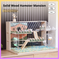 Cage à hamster grande taille à 3 niveaux en bois, plastique et acrylique pour hamster syrien, hérisson et petaur - Boîte solide pour animaux de compagnie et cage d'élevage