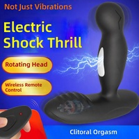 Masseur anal rotatif à électrostimulation de la prostate avec vibration à 360° et télécommande, silicone imperméable IPX5 pour hommes