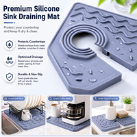 Nouvel ensemble de tapis de cuisine en silicone et coton, style chinois, écologique, léger, rectangulaire, pour bord d'évier, drain, maison, table, cadeaux