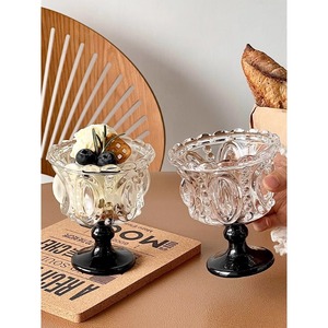 Tazón de Postre de Vidrio Tallado con Base Alta, Estilo Nórdico, para Helado, Uso Individual en Fiestas - Product Image 2