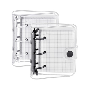 New cute Pockets Clear Soft PVC notebook binder rings mini 3 ring binder clips with Snap Button
