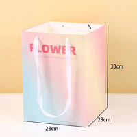 Floral Print Paper Flower Bouquet Bag 23x23x33cm (9x9x13 Inch) Square Gift Packaging Bag with Handle