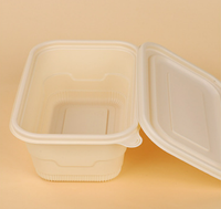 Couvercle de boîte alimentaire biodégradable en amidon de maïs 350ml-1000ml, compartiment jetable, compatible micro-ondes, sans BPA, résistant aux températures, pour aliments