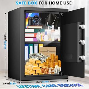 Caja Fuerte Weichi al Mejor Precio, Caja de Seguridad Antirrobo de Acero de 42 cm de Alto con Estante Extraíble para Hogar/Oficina/Hotel - Product Image 3