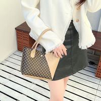 Sac à main vintage unique imprimé pour le dropshipping, sac seau tendance bicolore avec bandoulière et poche pour téléphone/portefeuille