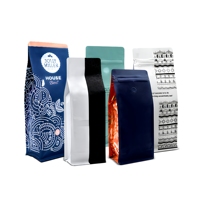 Sachet de café multi-styles personnalisé imprimé avec fermeture à huit côtés et valve de dégazage, sac refermable pour l'emballage de grains de café torréfiés