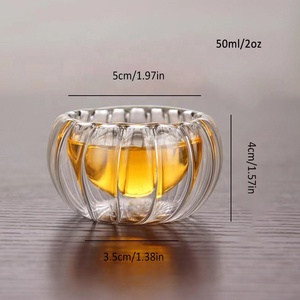 Set di <span class=keywords><strong>Tazzine</strong></span> da Tè in <span class=keywords><strong>Vetro</strong></span> a Doppia Parete Trasparente Resistenti al Calore Tazze da Caffè Ecologiche Mini Tazze Sicure per Microonde - Product Image 3