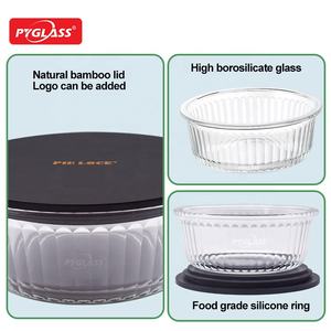 Pyglass Design moderno Eco <span class=keywords><strong>contenitori</strong></span> per la preparazione di pasti 3 Pack chiaro ermetico <span class=keywords><strong>contenitori</strong></span> per la conservazione degli alimenti coperchi di bambù per l'organizzazione della cucina - Product Image 3