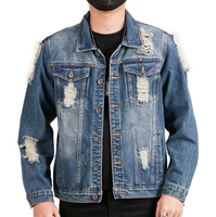 Veste en jean en coton pour homme, style usé, vente en gros