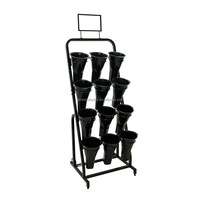 Présentoir personnalisé multicouche Étagère de fleuriste moderne en métal avec seau Présentoir de fleurs pour magasin de couleurs personnalisées