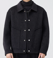 Veste polaire en laine pour hommes écologique Veste durable à col montant Manteau décontracté d'hiver Veste patchwork teinte unie